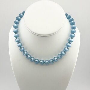 Vintage Light Blue Opalescent Moon Glow Lucite 1 Strand Choker/Necklace